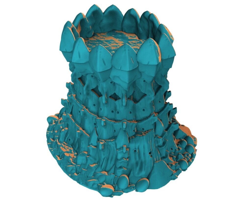 ízelt darabokkal borított bástya alien híve stílusban, 3d nyomtatott tereptárgy