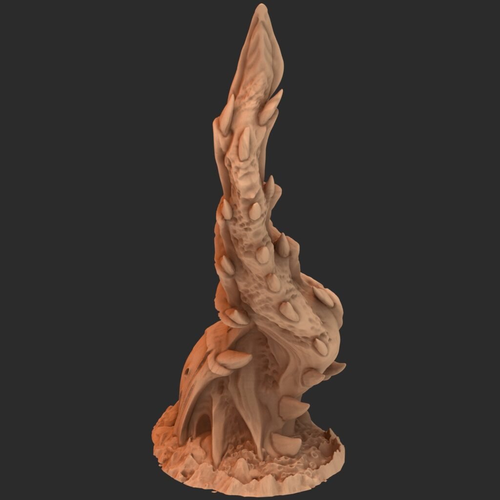 hosszú tekeredő csáp fogakkal és páncéllal borítva, 3d nyomtatott tereptárgy