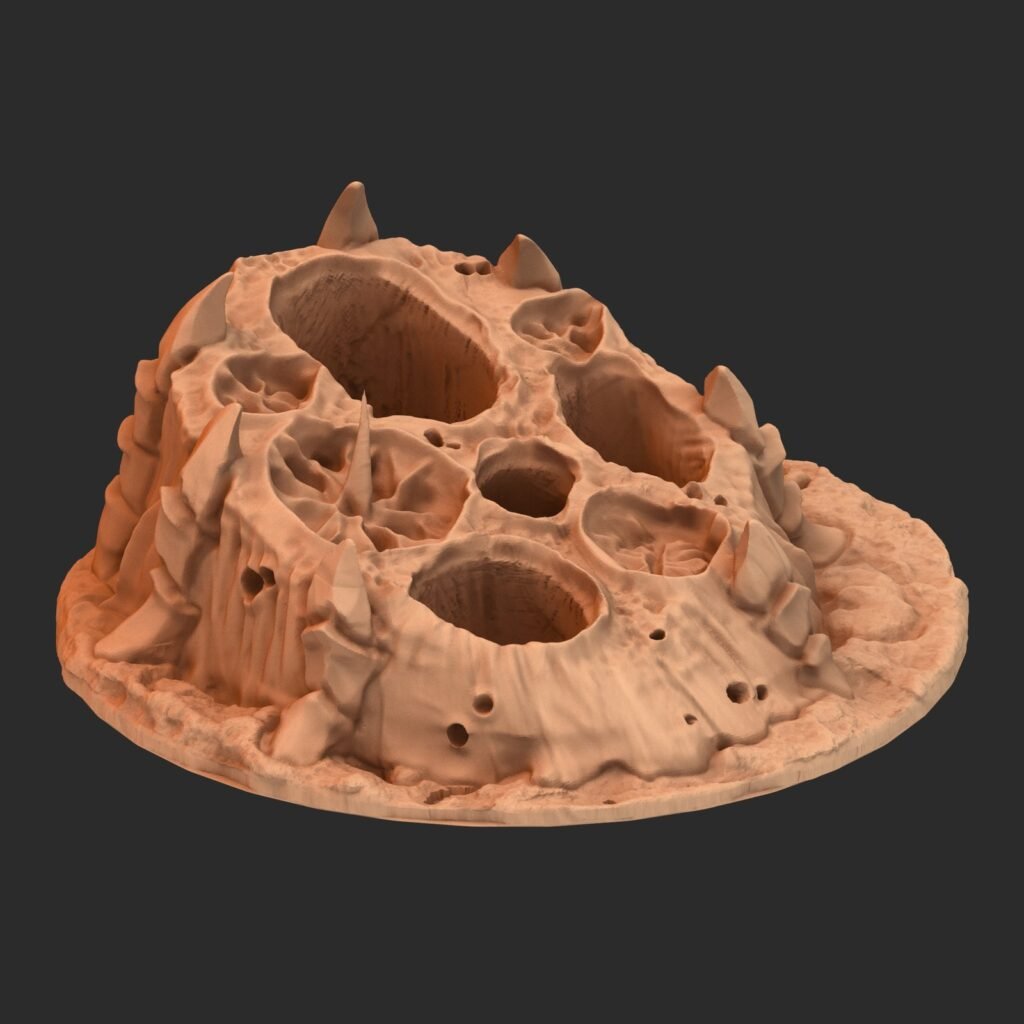 hive bejárat kőemelvény üregekkel a felületén, 3d nyomtatott tereptárgy