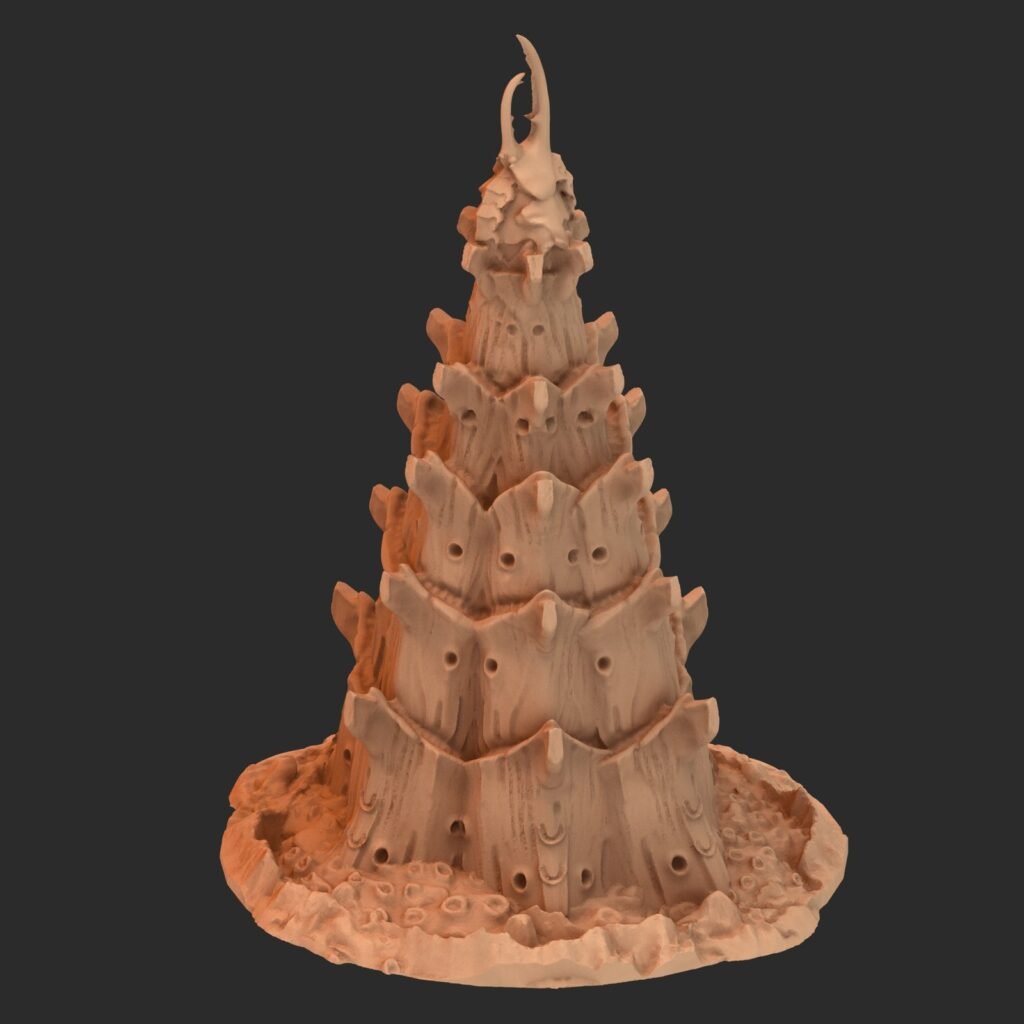 ízelt darabokból összerakott kúp alakú szentély, 3d nyomtatott tereptárgy