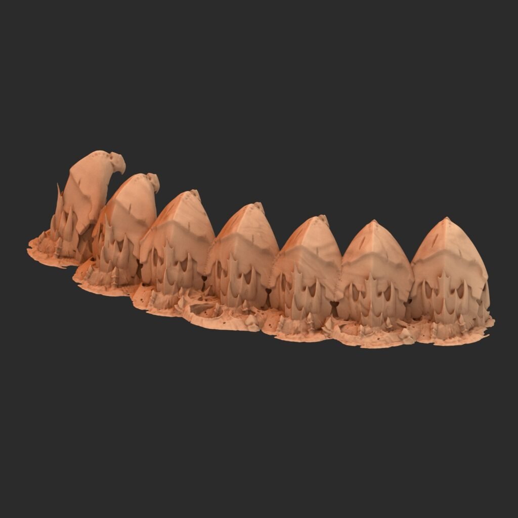 rovar kitin páncél darabokból formált fal, 3d nyomtatott tereptárgy