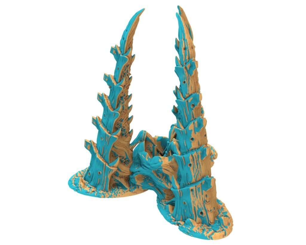 3 csáp amik egy központi üreget fognak közre, hive stílusú 3d nyomtatott tereptárgy