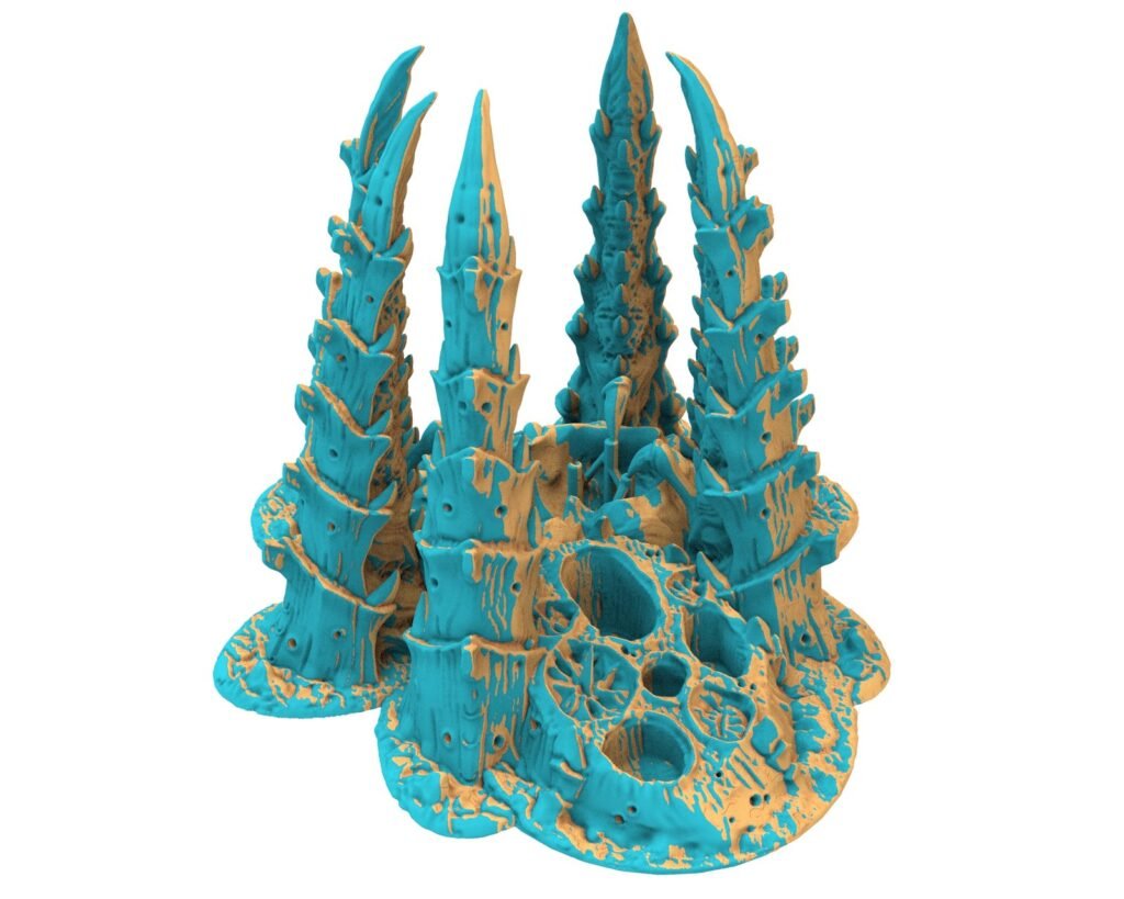 csápok egy központi üreges követ közrefogva, 3d nyomtatott tereptárgy