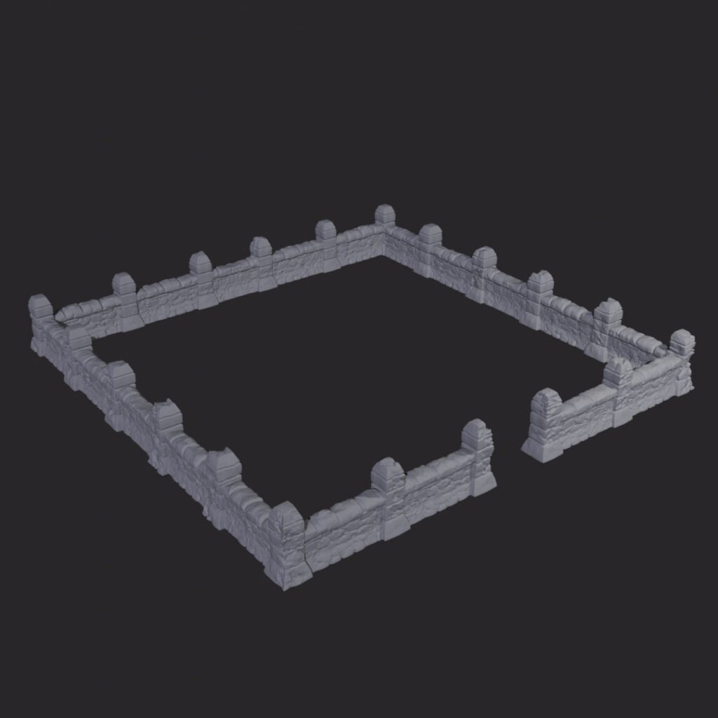 temető templom kerítés 4 darabból álló 3D nyomtatott tereptárgy