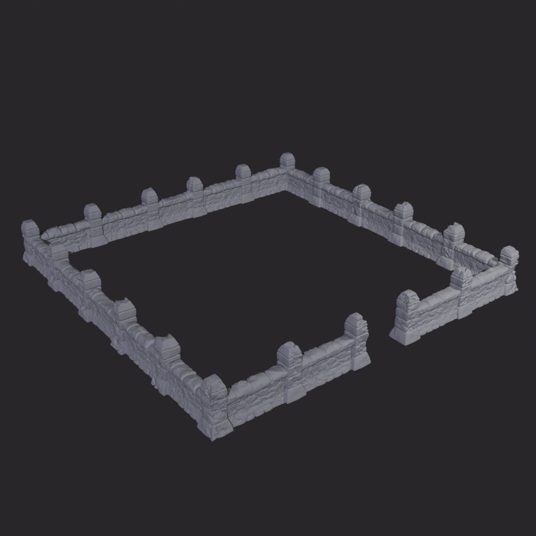 temető templom kerítés 4 darabból álló 3D nyomtatott tereptárgy