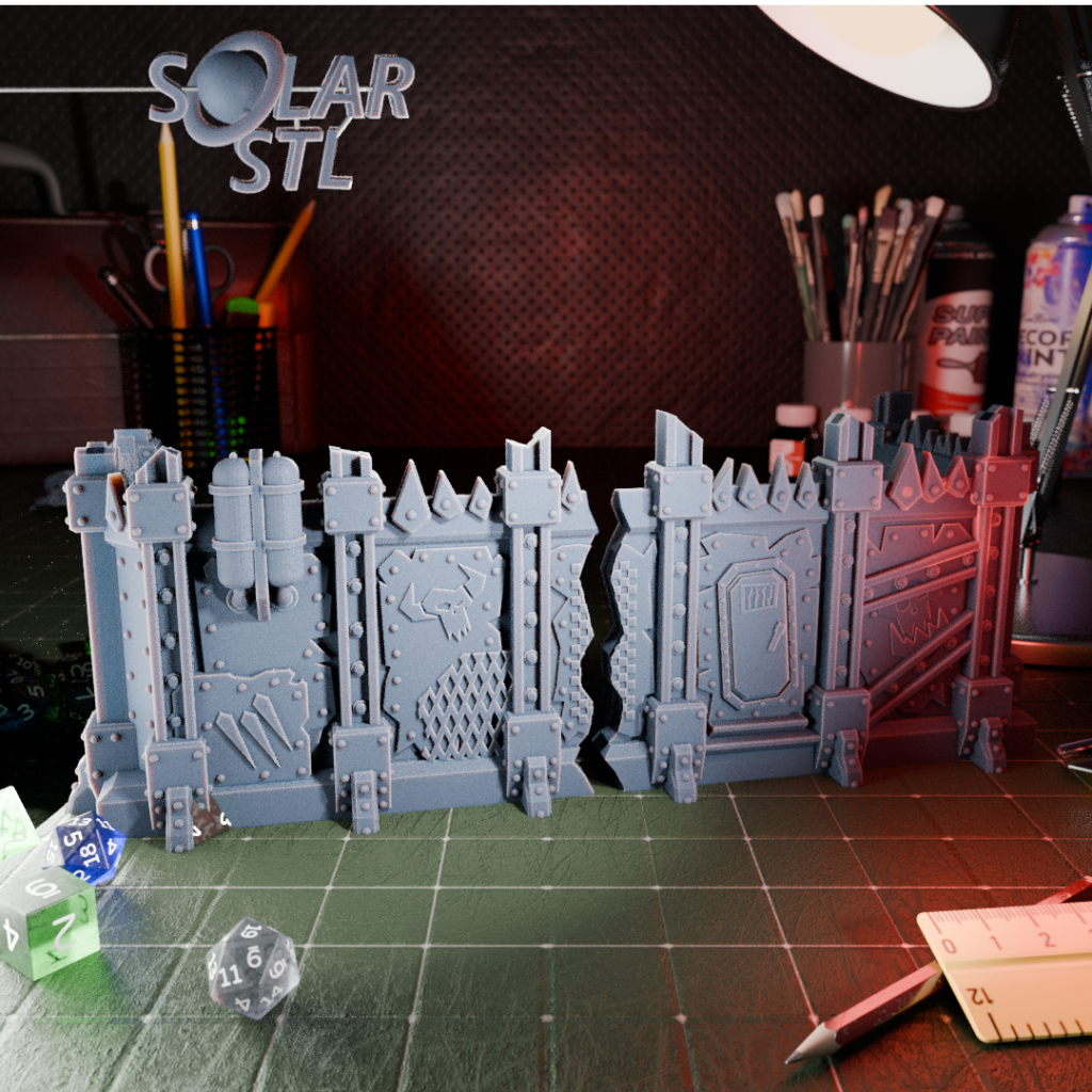 3d nyomtatott ork stílusú falrész, két részre szedhető tereptárgy játékokhoz