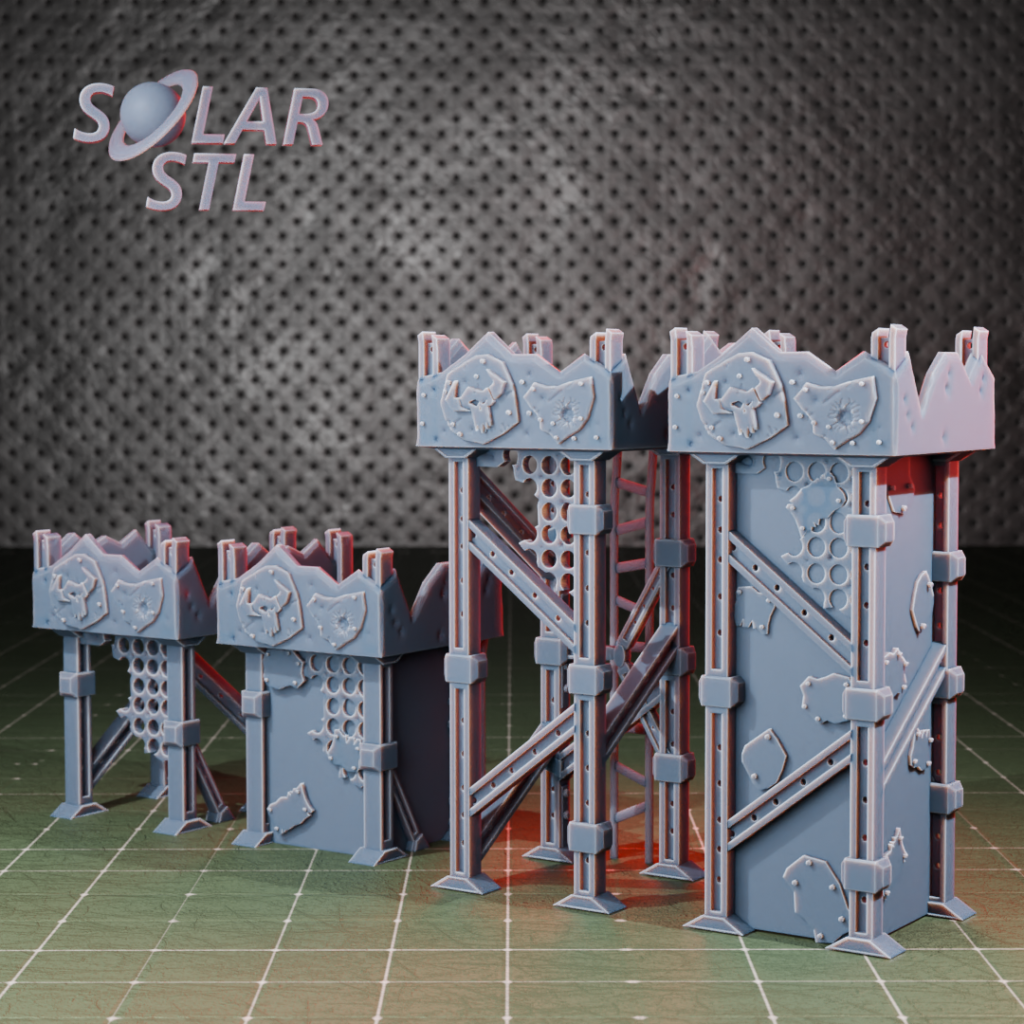 3d nyomtatott ork stílusú tornyok, tereptárgy játékokhoz