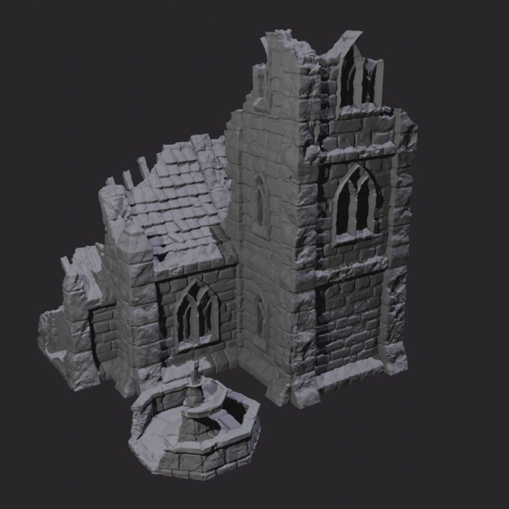 romos templom 3d nyomtatott tereptárgy szőkőkúttal